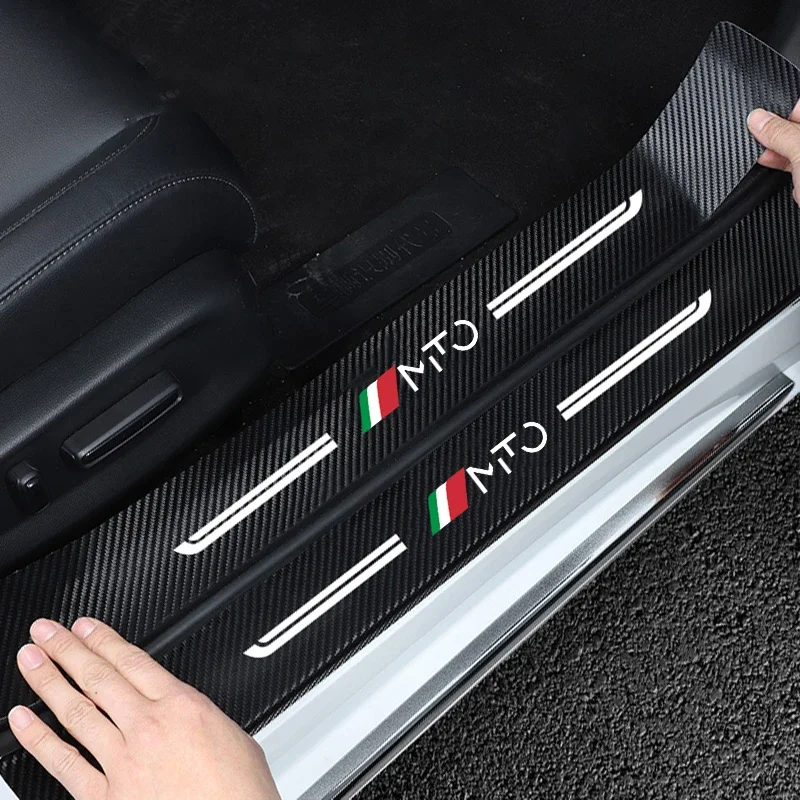 Car Door Sill Anti-Scratch Threshold Stickers For Alfa Romeo MITO Logo Carbon Fiber Protective Trunk Sill Bumper Guard Strips