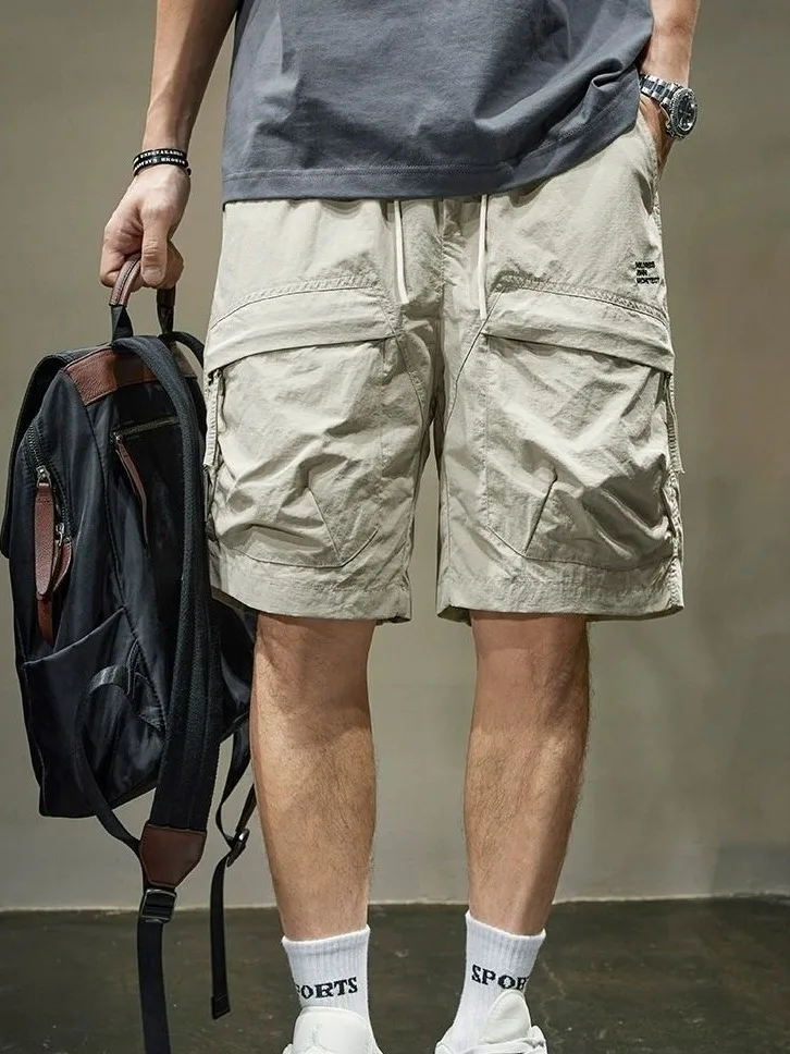 

Outdoor Men's Workwear orts Ice Silk Qui Dry Loose Casual Mid-Length Pants Multiple kets Summer Breathable Youth Sle