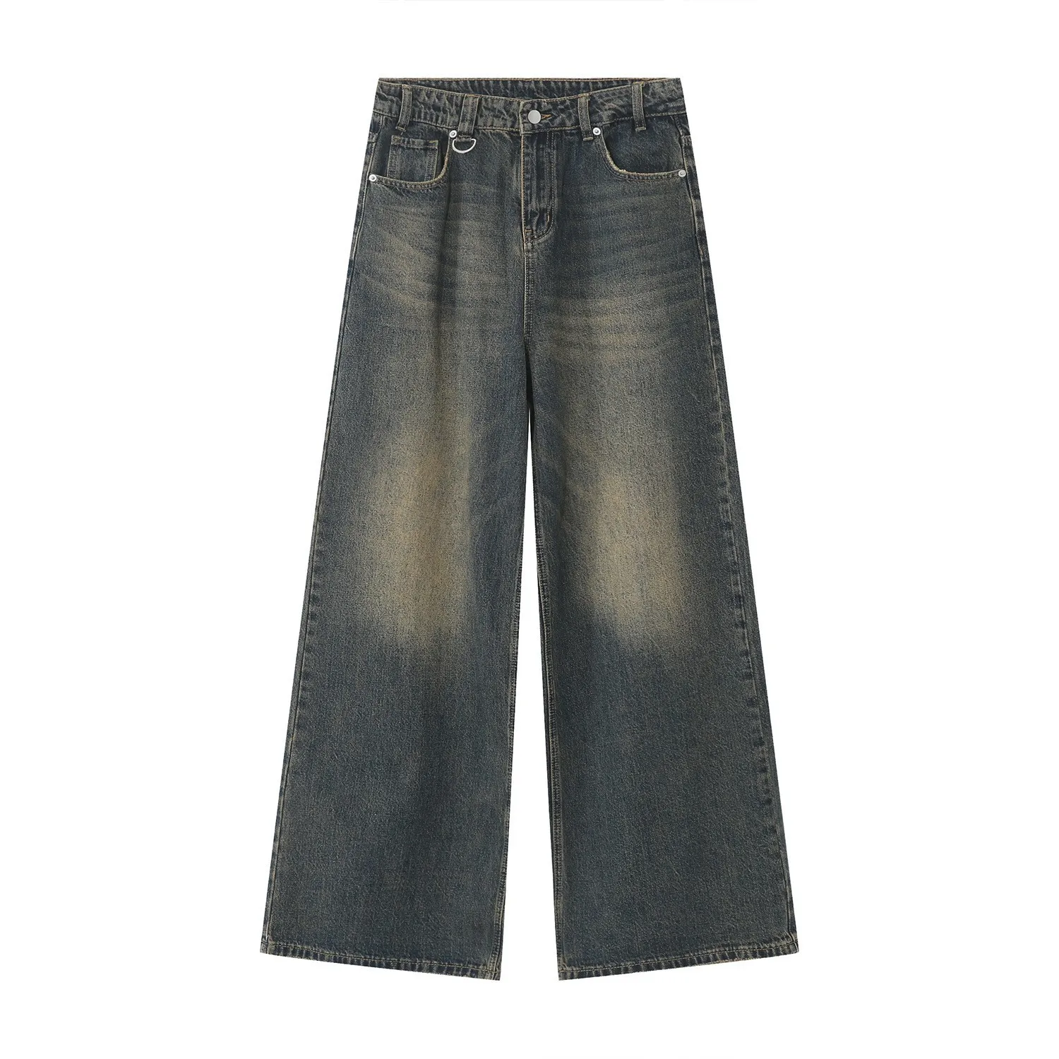 Amerikaanse Vintage Jeans Voor Heren Zomer Mode Casual Heren Kleding Eenvoudige Wijde Spijkerbroek Lange Vloer Broek Rechte Broek