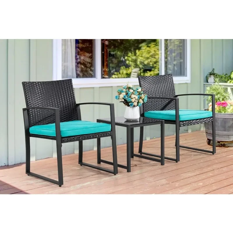 

Outdoor patio furniture set, modern wicker bistro set with coffee table for yard porch poolside lawn