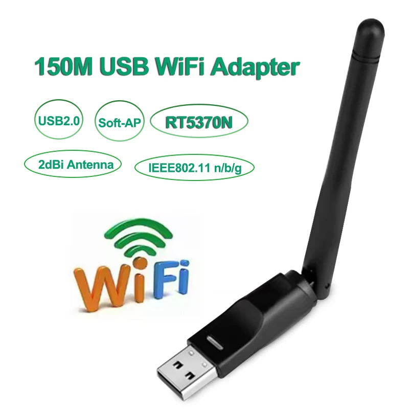 Tarjeta LAN de red inalámbrica de 150Mbps, adaptador WiFi USB RT5370N, tarjeta LAN de red 802.11n/g/b, Dongle Wifi para PC de escritorio, TV Box