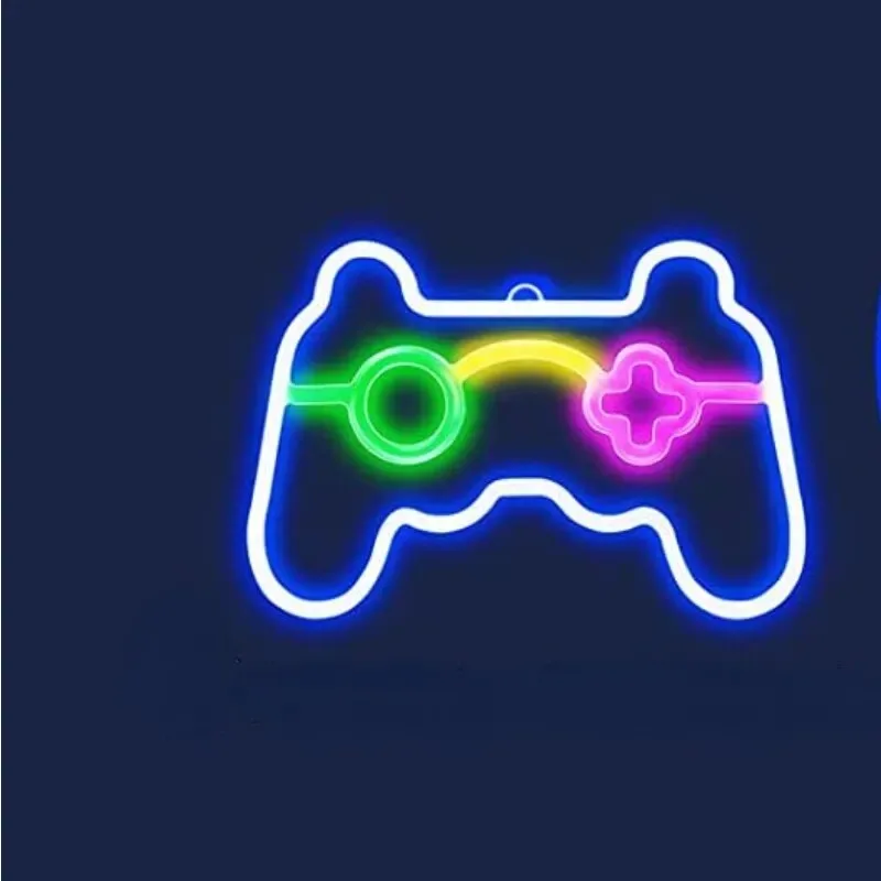 USB Game Console Handle Shape Bedroom Children\'s Room Game Room Decoration LED Neon Lights