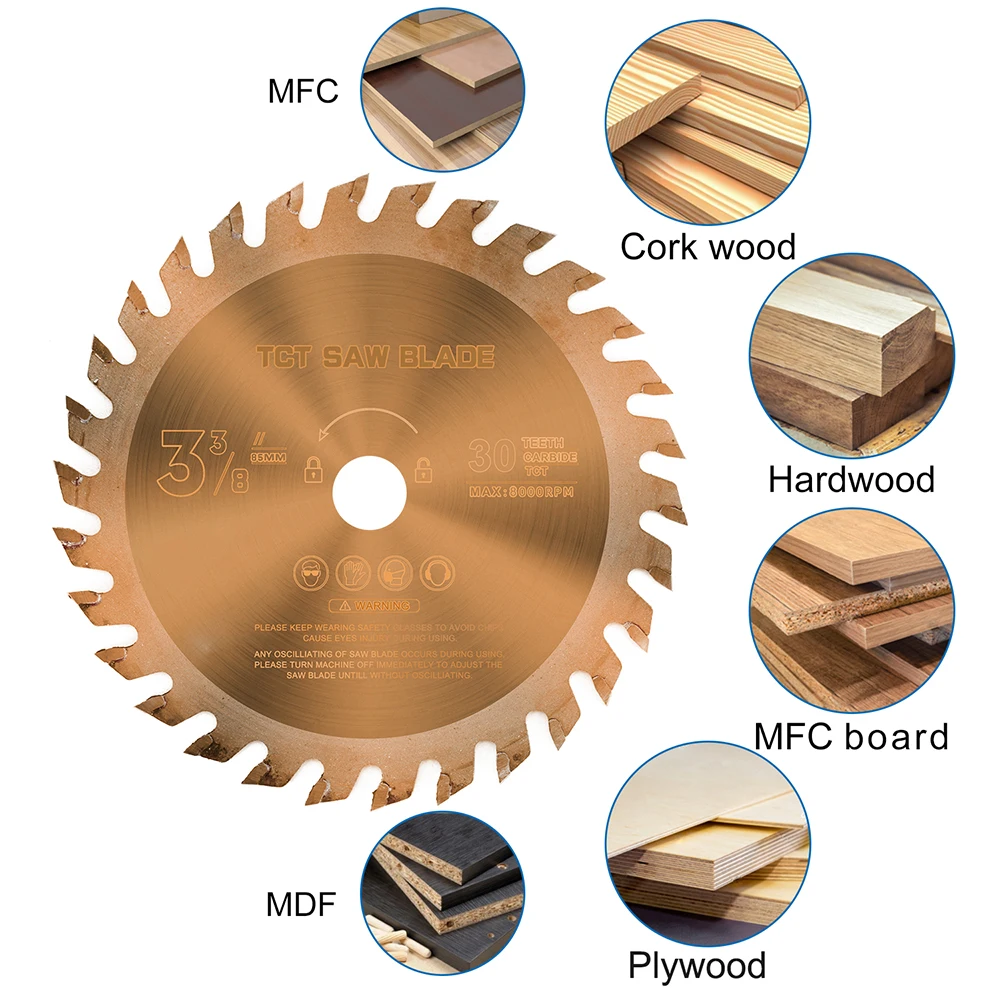 CMCP 85mm Circular Saw Blade For Wood TiCN Coated TCT Saw Blade 24T/30T/36T Cutting Disc Woodworking Wheel Discs Saw Disc