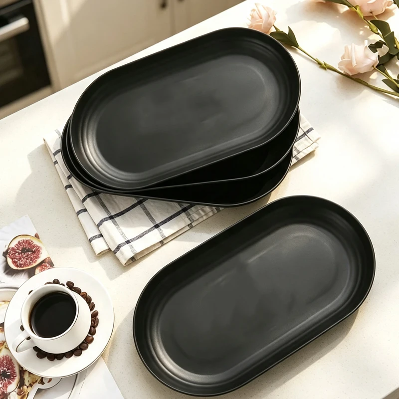 The elliptical disc made of 6/8PcsPP is not fragile and can be reused. Stackable plates are used for kitchen camping.