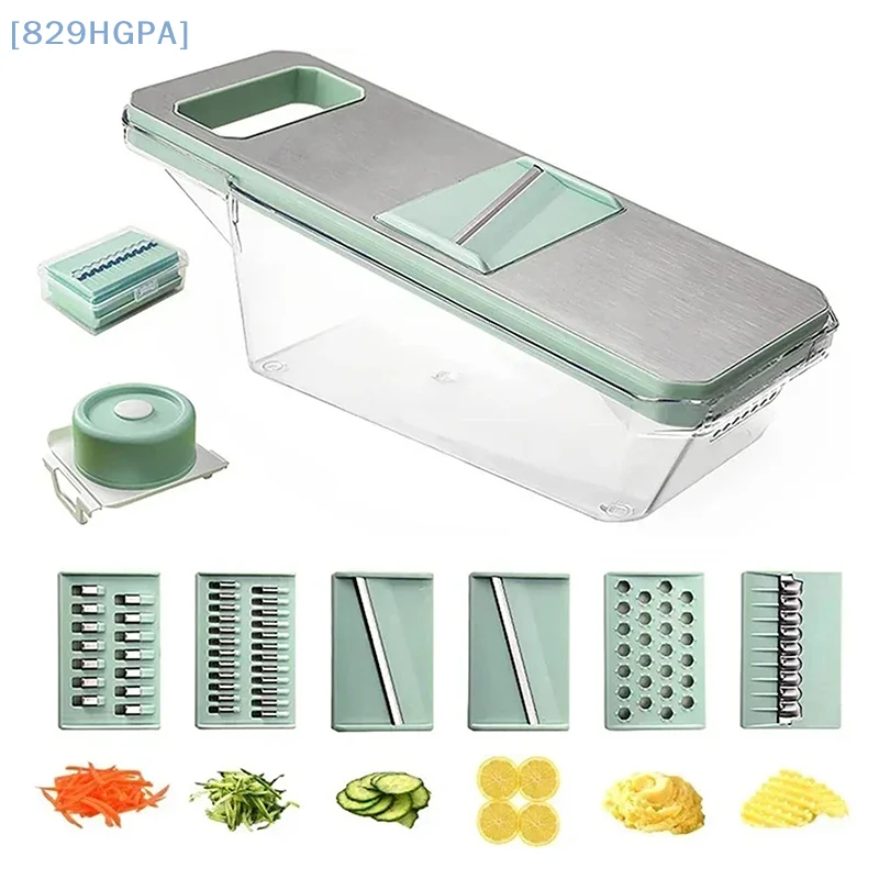 

【HGPA】New Popular Multi-function Grater 6-in-1 Vegetable Slicer: 6 Blades To Easily Slice, Shred And Chop Vegetables