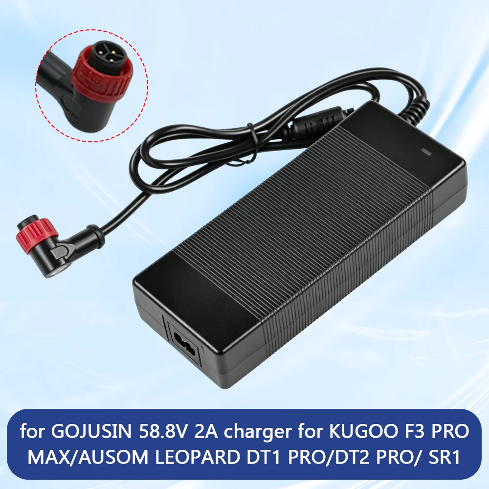 Battery Charger 58.8V 2A 3-pin For GOJUSIN Fit For KUGOO F3 PRO MAX/AUSOM LEOPARD DT1 PRO / DT2 PRO / SR1 Electric Scooter Parts