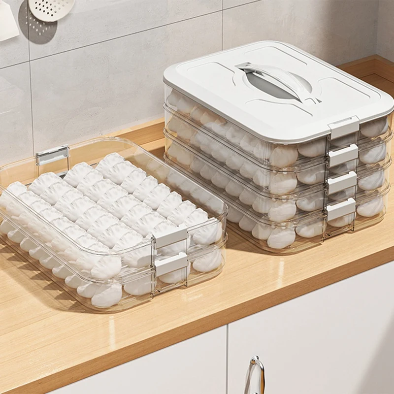 Boîte à boulettes avec couvercle, congélateur à 4 couches, stockage des aliments sans danger, plusieurs conteneurs de stockage de strass, beau travail