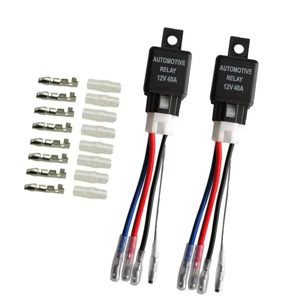 2 Pack Car Relay Harness Sockets Set 12V 40A four pin rcycle Boat