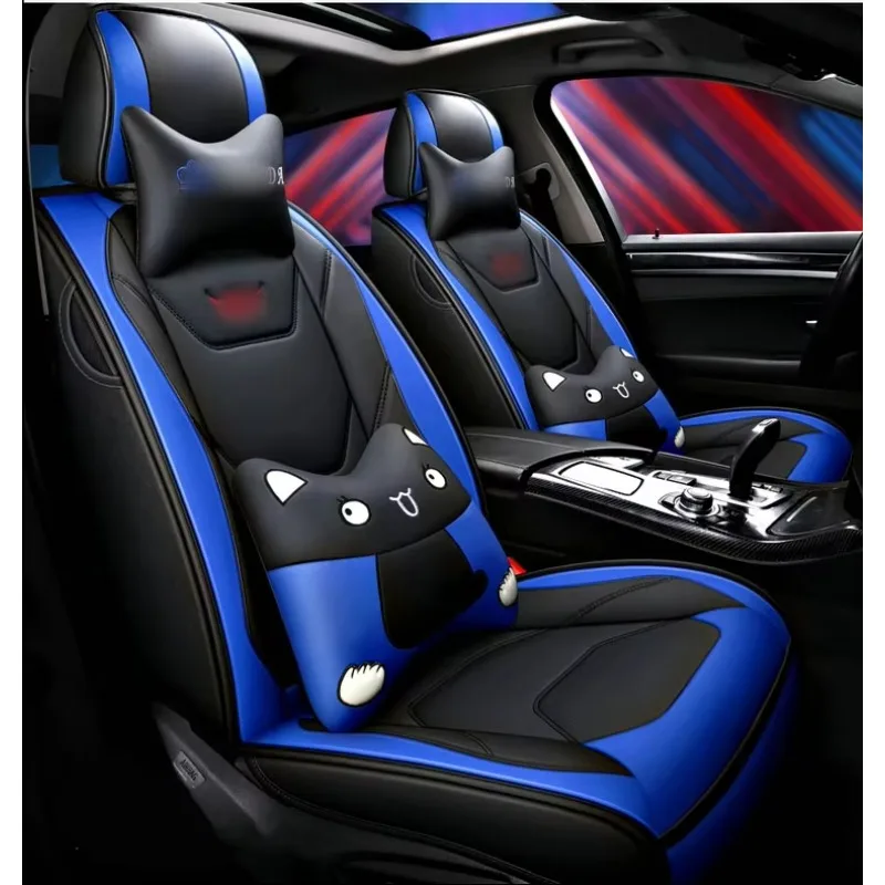 

AQTA Car Protector Luxury Car Leather Seat Cartoon Seat Covers Full Set Universal Fit for Car