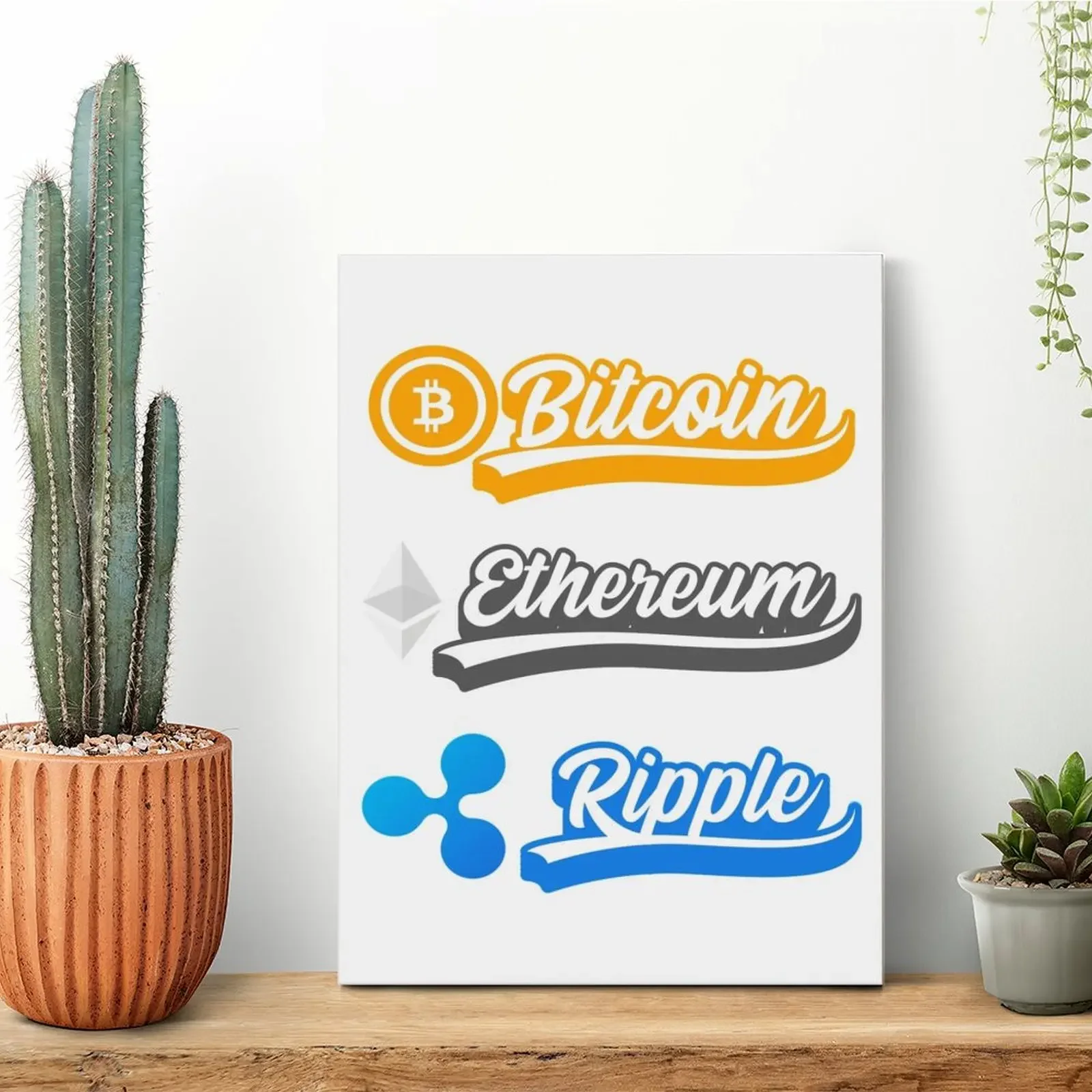 Pack d'autocollants Bitcoin Ethereum Ripple Xrp, peinture sur toile, affiche, Club, Bar, maison, Iron Cave, peintures murales classiques encadrées