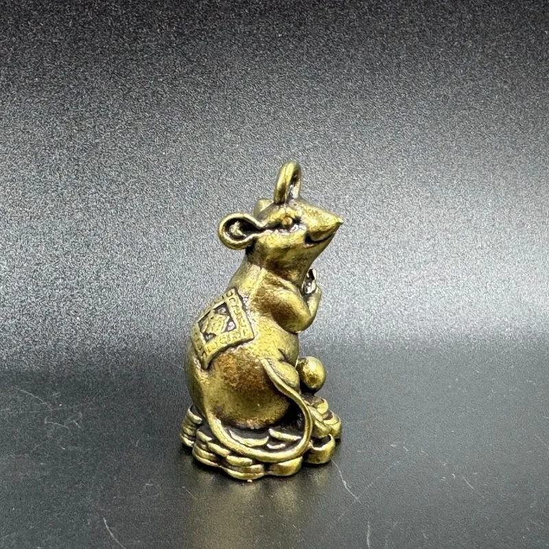 Mini Ingot Lucky Mouse Small Ornament Brass Lucky Mouse Antique Micro-engraving Bronze Ware