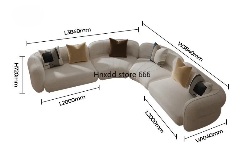 Cream style fabric large apartment designer special-shaped sofa combination