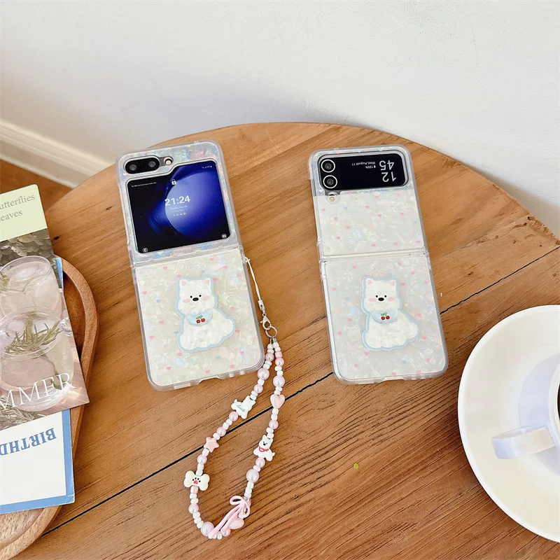 

Shell Patterned Dog for Samsung Galaxy Z Flip 7 6 5 4 Protective Back Cover for ZFlip5 ZFlip6 ZFlip7 Case Shell