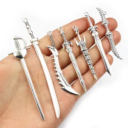 10pcs Antique Silver Plated Alloy Metal Sword Blade Charms Pedants DIY Jewelry Making Accessories Findings