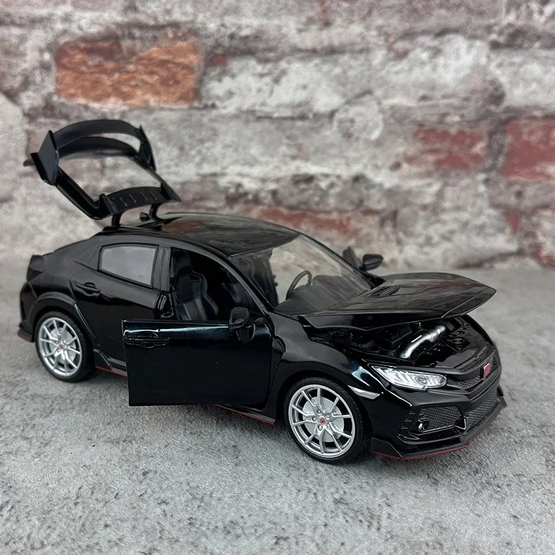 

1:24 HONDA CIVIC TYPE-R Simulation Alloy Diecast Toy Car Model Sound and Light Children's Toy Collectible ornament Birthday Gift