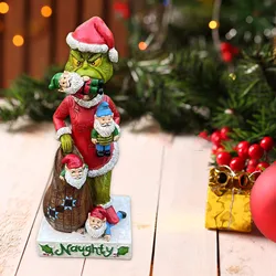 18cm Christmas Cute Garden Gnome Dwarf Statues Decoration, Novelty Gift for Outdoor Indoor Patio Yard Lawn Porch Ornament Decor