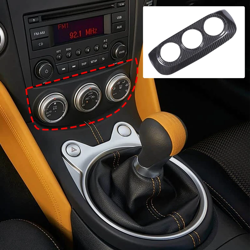 

Для Nissan 400Z 2023-2025 автомобильный переключатель центрального управления кондиционером декоративная рамка из настоящего углеродного волокна автомобильные аксессуары