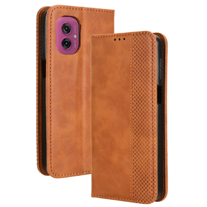 Capa de telefone de couro retrô auto-anexante, capa de carteira magnética, flip case para moto g55, 5g, 2022