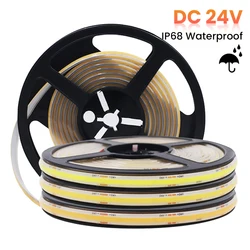 12V 24V COB LED Strip Light Waterproof IP68 5m 10m 15m 20m 0.5m 1m Flexible Led Lamp 320LED/m High Density Bright Liner Lighting