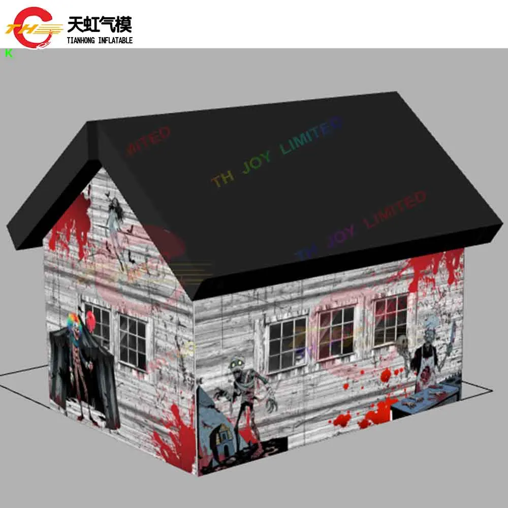 Frete rápido personalizado inflável assustador temático casa assombrada tenda inflável casa assombrada crianças casa fantasma para o dia das bruxas