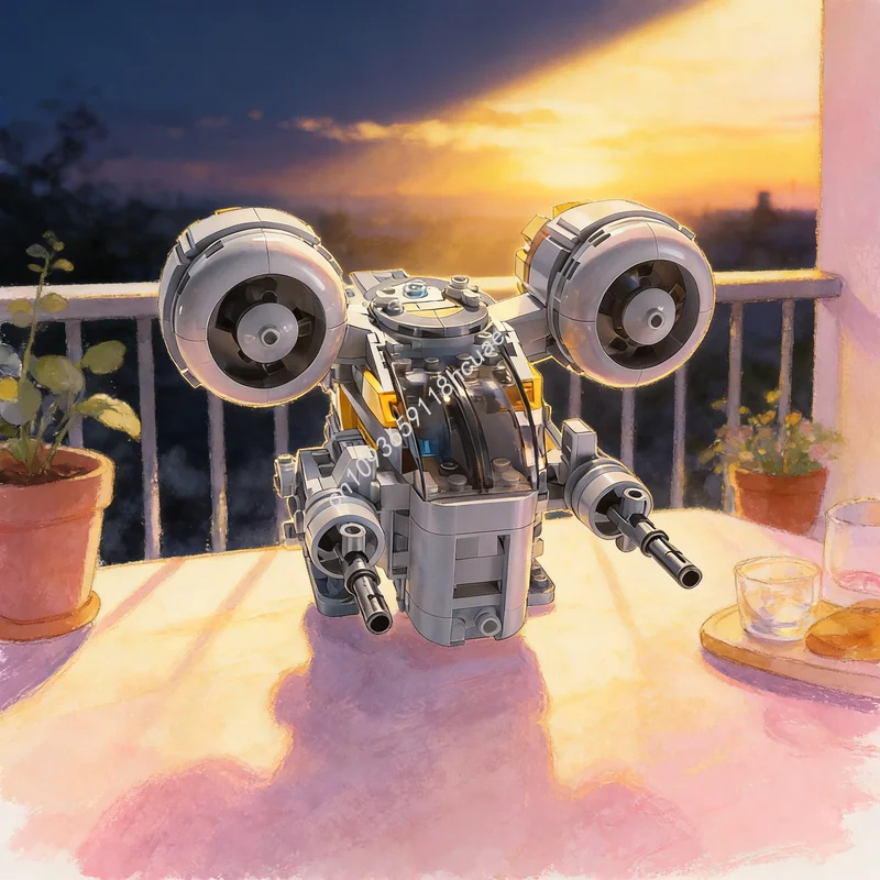 

578 деталей MOC Star Battle Chibi Razor Crest, конструктор, архитектурные блоки, развивающая игрушка, подарок на Рождество, кирпичики для детей