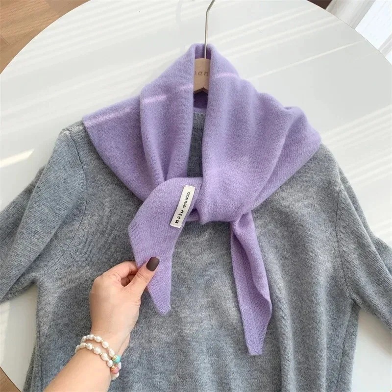 البريطانية الكورية مثلث وشاح المتخصصة الصوف الثلاثي وشاح المرأة الحجاب وشاح محبوك متعددة الوظائف الدافئة وشاح محبوك #4