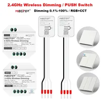 MiBoxer 2.4GHz Wireless RGB+CCT/Brightness Dimming Dual White PUSH Switch Remote 3-Zone LED Lamp Controller AC 110V 220V PUSH1/2