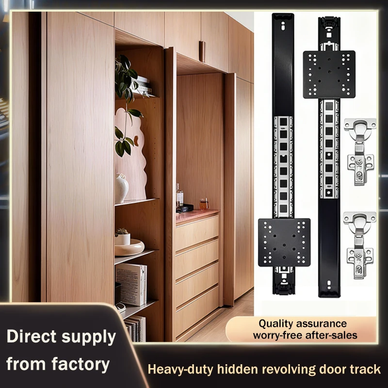 Upfold Hidden Pivot Door Hardware Kit With Silent Retractable Side Mount Track For Cabinet Wardrobe Pocket Door Space Saving