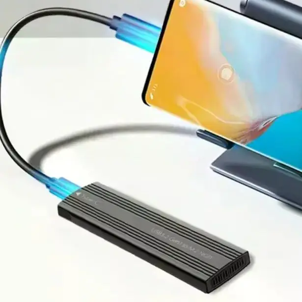 B-KEY External Hard Drive Enclosure USB C Aluminum Alloy M.2 SATA Protocol HDD Case for Storage Expansion
