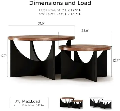 Nesting Coffee Tables Set of 2, 31.5