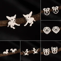 Shuangshuo 1 Pair Cartoon Jewelry Dog Puppy Earrings for Women Trendy Cute Golden Retriever Animal Stud Earring Gift 