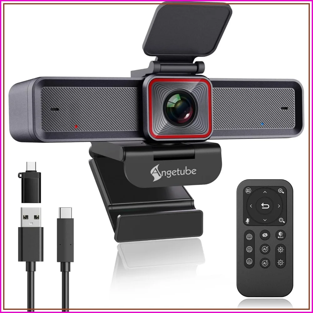 4K Webcam with AI Tracking, 100 Wide Angle, Remote Control, 10X Digital Zoom, 1080P 60fps, HDR, Dual Noise Cancelling Mics for Video Calls/Meetings/Streaming