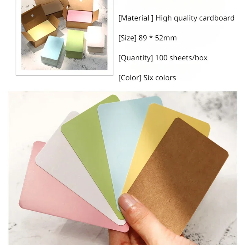 Tarjetas pequeñas en blanco de 100 hojas, tarjetas portátiles de información de Color escrito a mano, materiales de papel Vintage, tiendas de papelería de notas