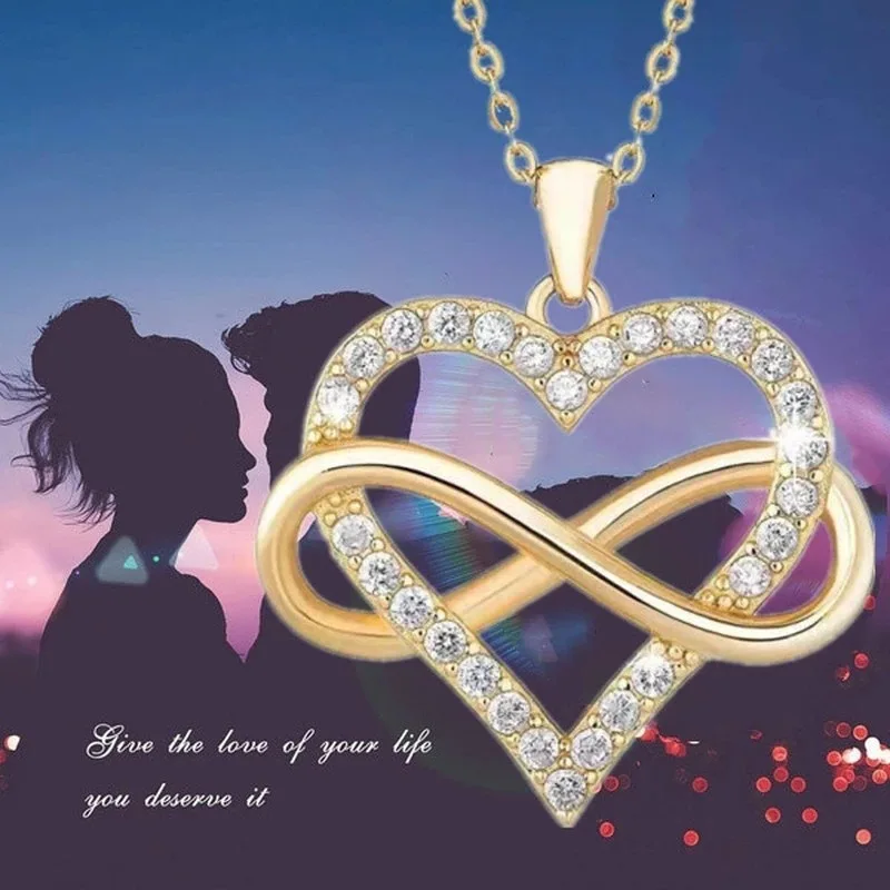 PT950 Infinite Love Necklace for Women - Simple Heart-shaped Collar Necklace for Women, Cross-border Direct Supply