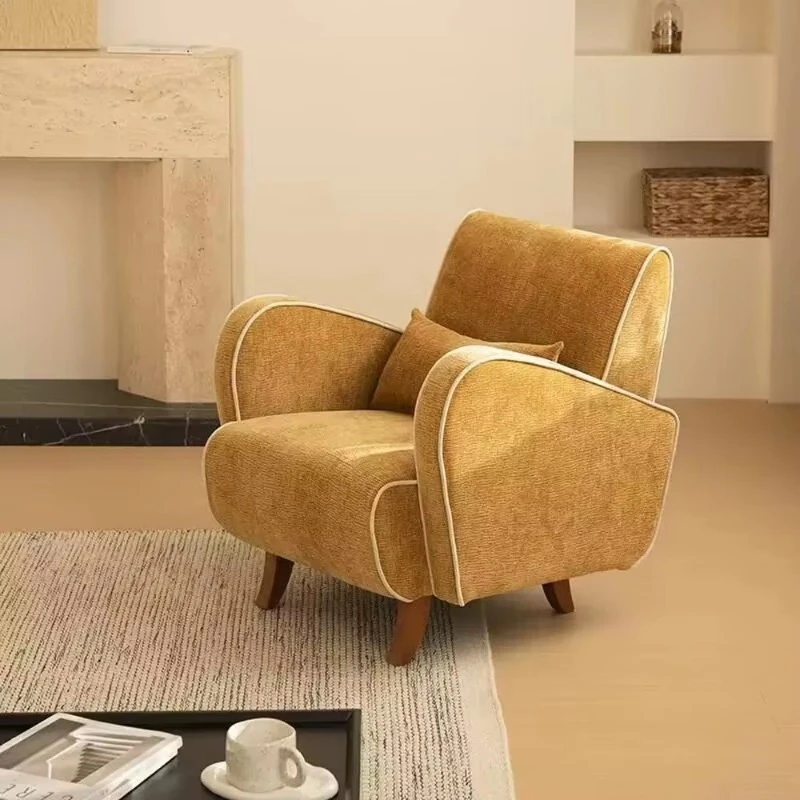 Modern Design Fabric Sofa Chair Solid Wood Frame Living Room Balcony