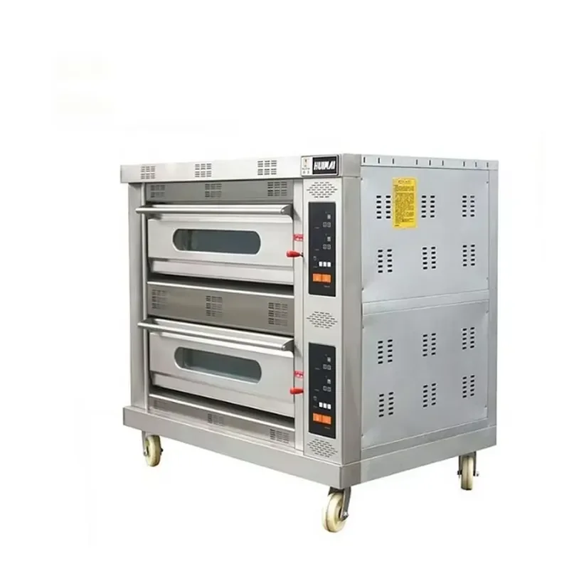 for HUIMAI 2 Deck 4 Tray Gas Oven Commercial Bakery Bread Pizza Baking Machine Computer Control 220V Restaurant Kitchen