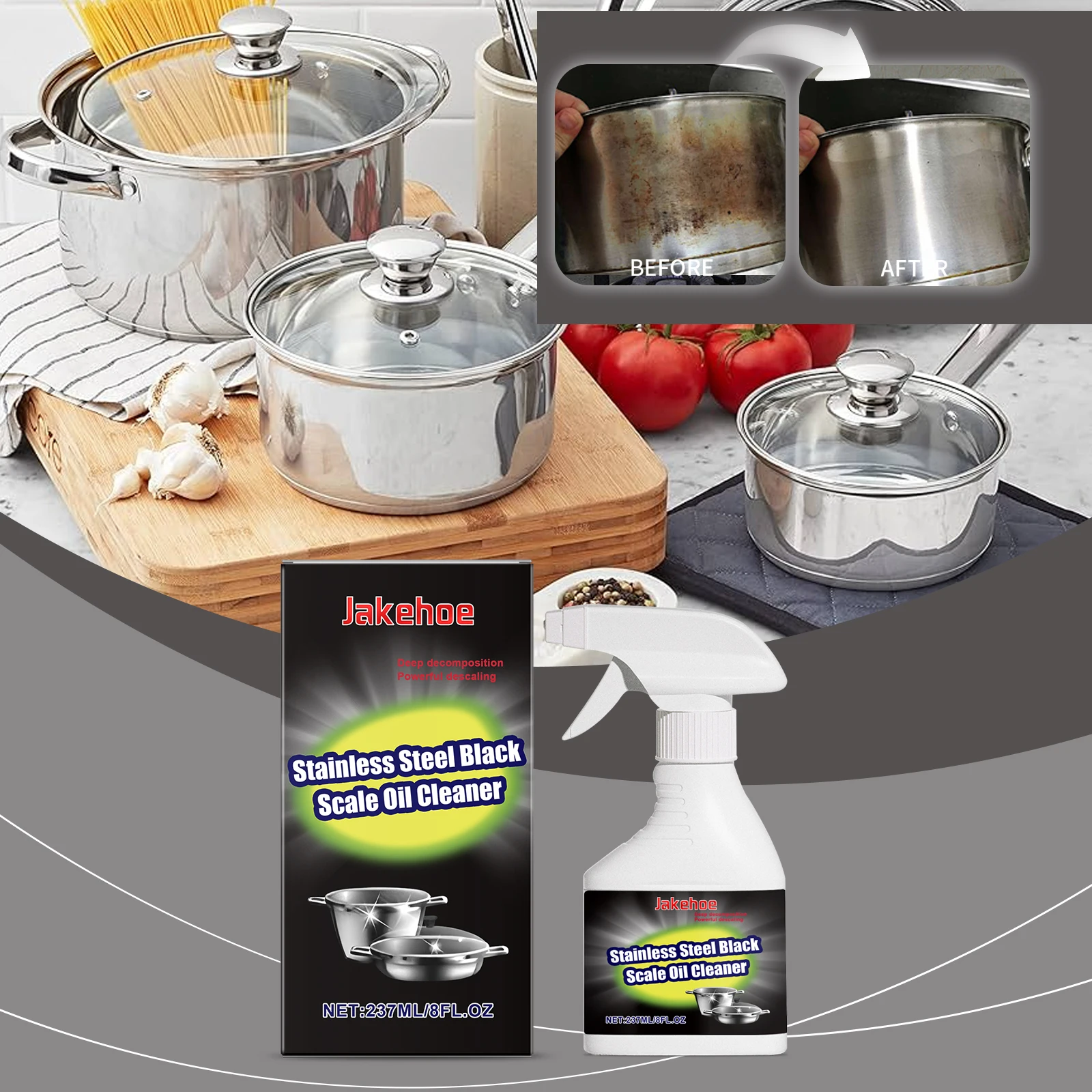 Heavy Grease Grime Cleaner Pot Pan Black Scale Removal Oven Oil Stain Cleaning Stainless Steel Kitchenware Decontamination Spray