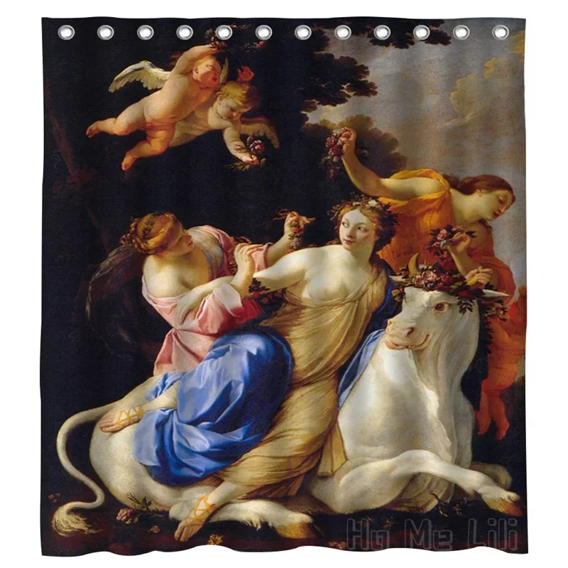 Европа повезла в качестве белого быка люстрый Zeus Ho Me Lili душевая занавеска декор для ванной комнаты