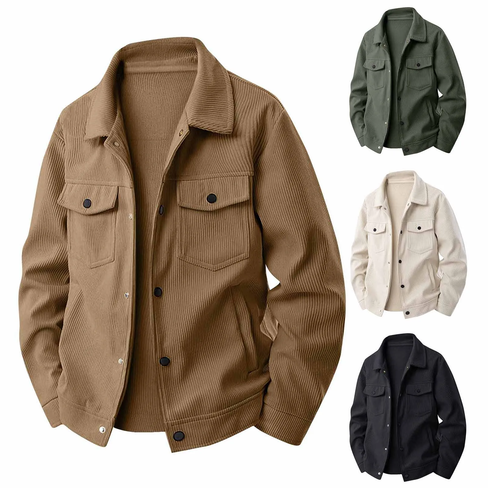 

Мужская однотонная куртка в стиле ретро, трендовая повседневная универсальная рабочая одежда с лацканами, топ, мужская куртка с воротником-стойкой, осень-зима, американская