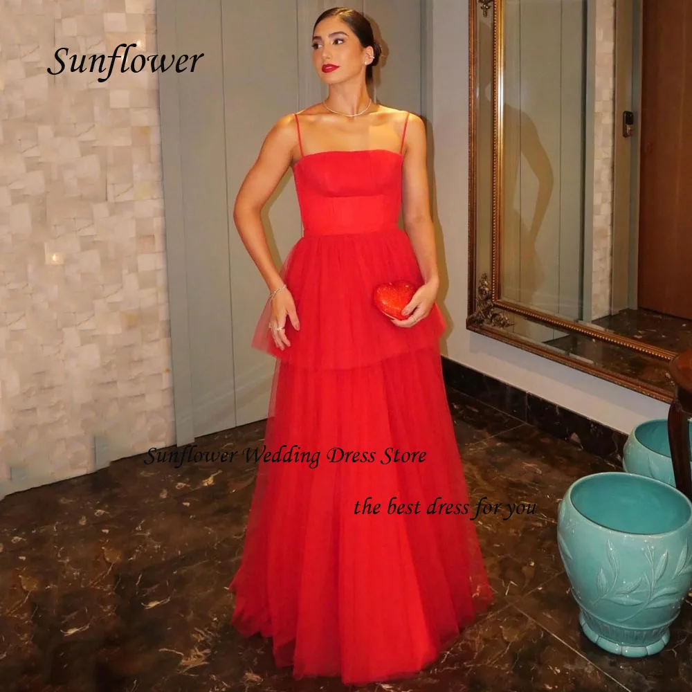 Sunflower Strapless Evening Dress 2023 Slim Backless Tiered Tulle A-LINE Prom dress Floor-Length Party Dress Princess Dress