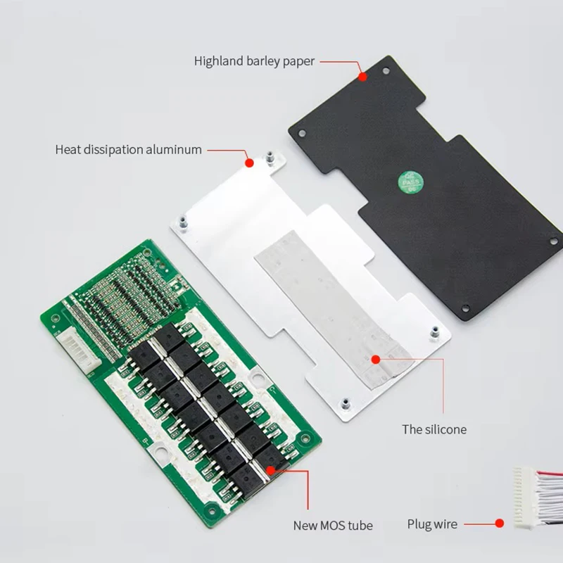 30A 40A 50A 60A 70A 7S 24V Li-ion Lithium BMS Battery Protection Board NMC 3.7V Cell Balanced Common Port Drop Line Protection