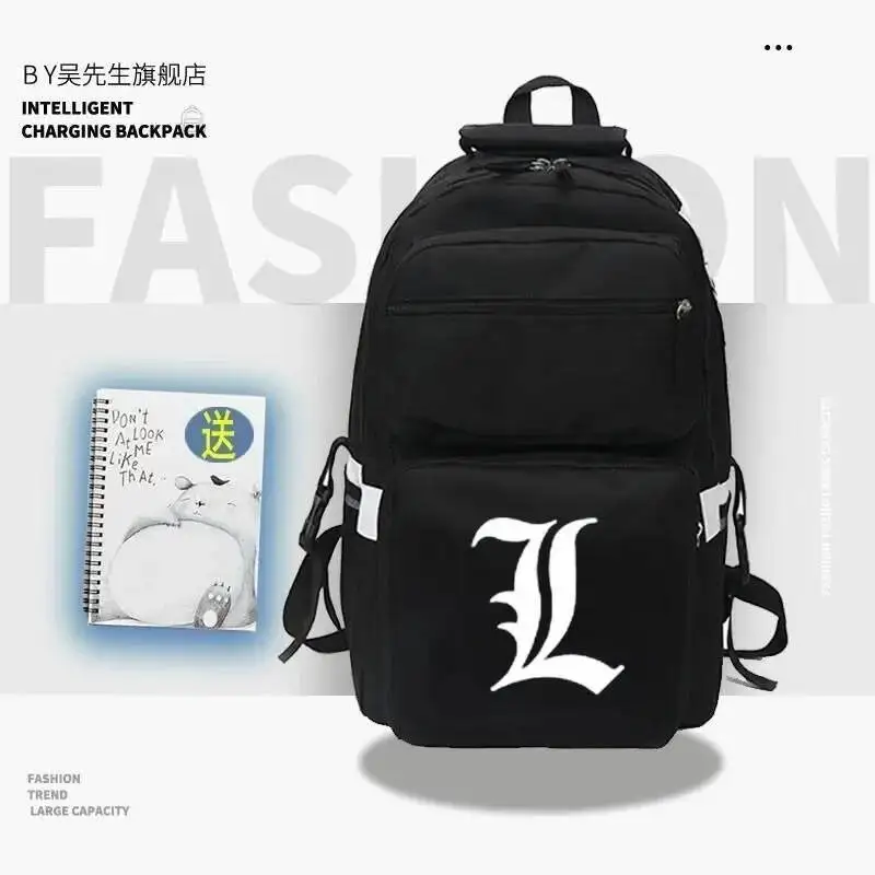 

Anime Game Black Red White Death Note Desu Noto Student Teens School Bags Large Capacity Mochilas Backpacks For