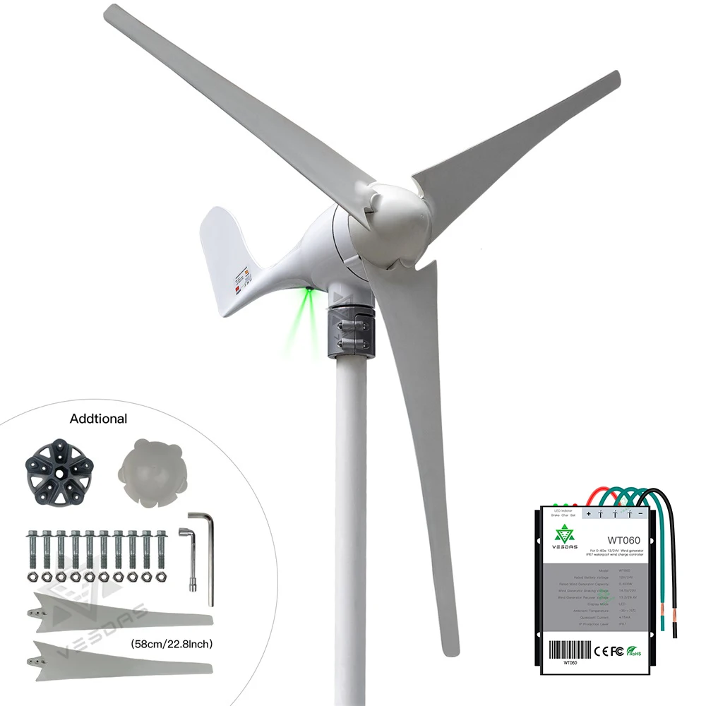 High quality 400W Wind Turbine Generator AC 12V 24V Small Windmail Free Energy Horizon Generator for street light