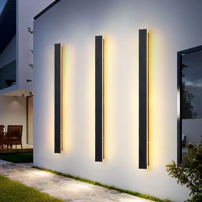 LED Outdoor Long Wall Light Modern Waterproof IP65 Porch Garden LED Wall Lamp Indoor decoration Sconce living room Lighting