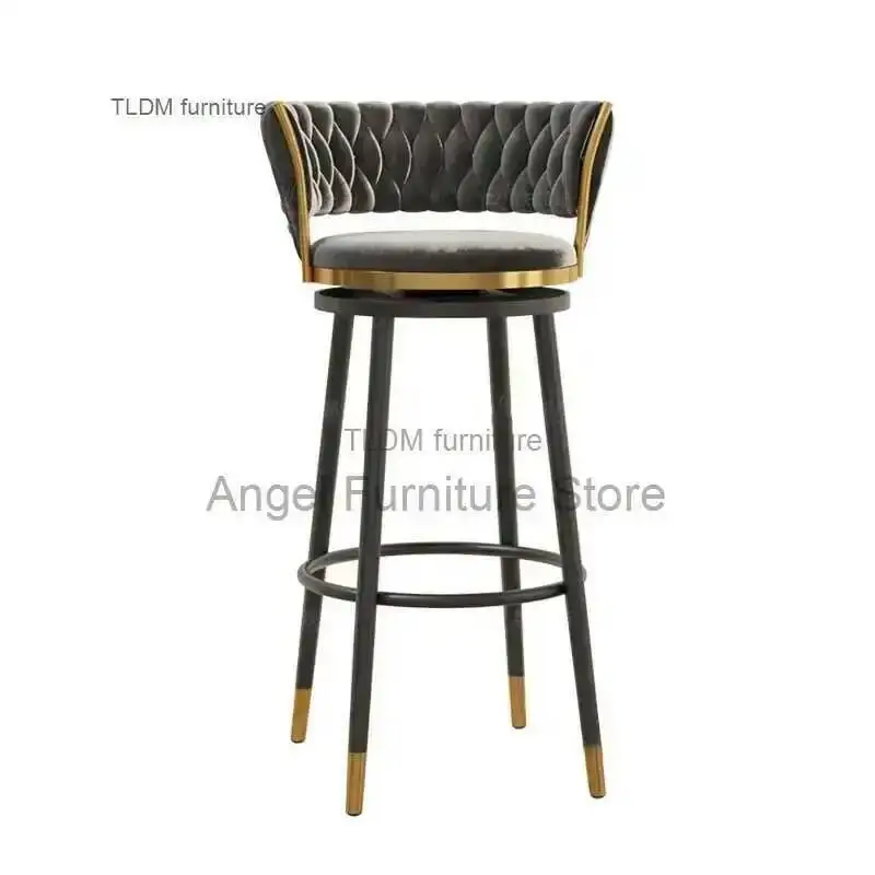 

Nordic Luxury Bar Chairs Luxury Rotating Home Kitchen High Stool Designer Restaurant High Back Chair Modern Bar Furniture A B