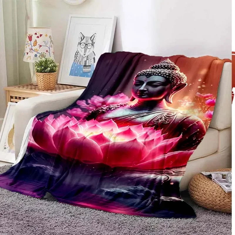 Gautama Buddha Plush Soft Blanket Plaid Thin Blanket Living Room Bedroom Portable Home Travel Office Lunch Blanket