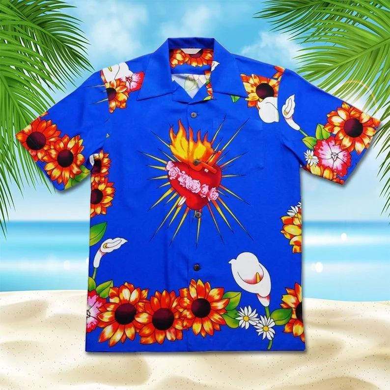 New Hawaii Shirt Wiki Totem Pattern for Men Short Sleeve Cuban Tops Plus Size Beach Summer Vacation Shirts for Men And Women