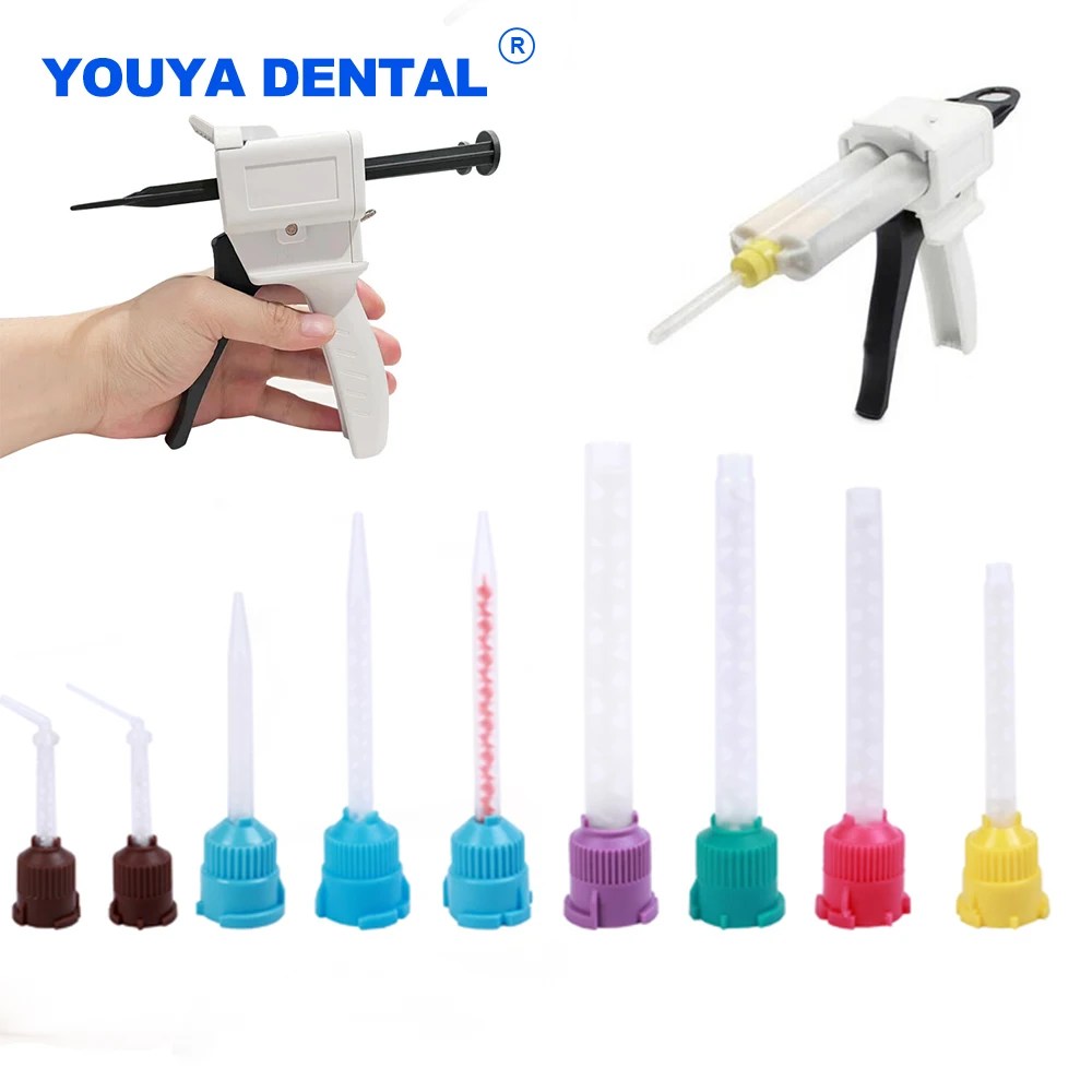 Dental Impression Mixing Tips Silicone Rubber Gun Conveying Mixing Head For Dentistry Materials Mixing Tube Disposable Den