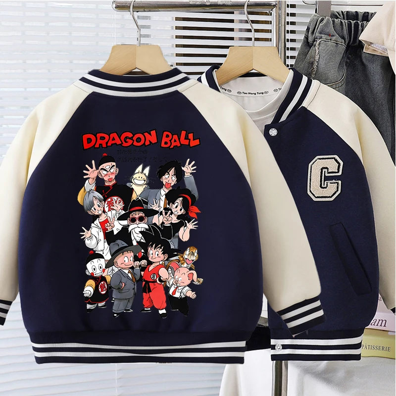 Dragon Ball Boy Baseball Jacket Kids Anime Goku Print Embroidered Letters Cardigan Children Coat Baby Outerwear Spring Clothes - view 5