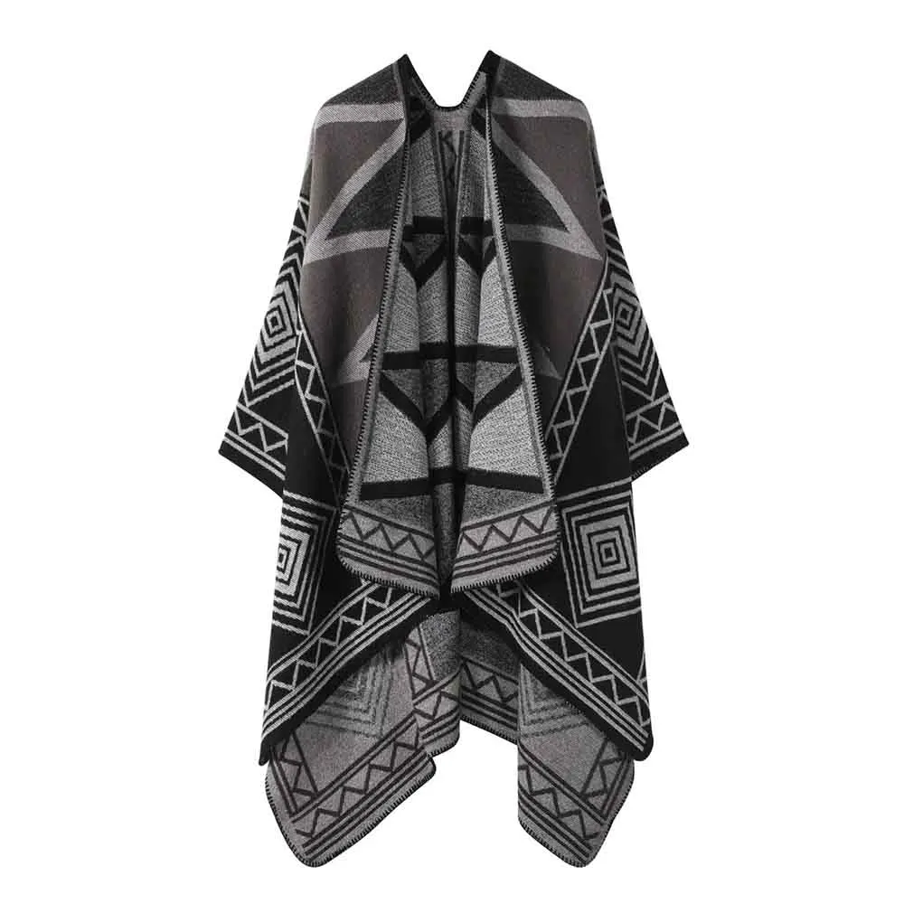 Faux Cashmere Spring Warm Geometric Pattern Scarf Genderless Fashion Youth Outdoor Versatile Soft Color Block Shawl Unisex 2026